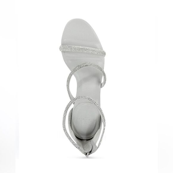 NWT MARC FISHER CARITA STRAPPY SANDAL SILVER RHINESTONE SPARKLY HEEL SIZE 9 - Picture 4 of 7